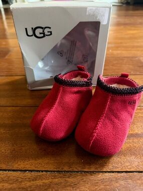 UGG Red Suede Infant Slip-On Booties